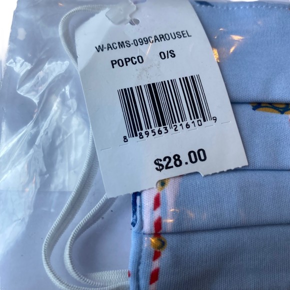 Roller Rabbit Carousel Adult Blue Pink Face Masks Set of 2 NWT - Picture 4 of 5